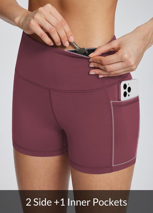 Baleaf Women's High Waist Biker Shorts - 8"/5"/3" Spandex Workout Shorts with Pockets for Gym & Running