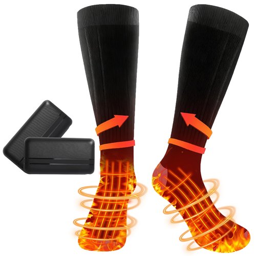 Heated Socks for Men Women,Battery Heated Socks with 3 Heating Levels, 360°Heating Warming,Washable Foot Warmer for Camping Fishing Skiing Skating Hiking Outdoor Work