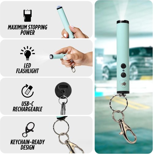 Guard Dog Security Enlight Mini Stun Gun - Compact Self Defense Keychain with LED Flashlight & USB-C Rechargeable