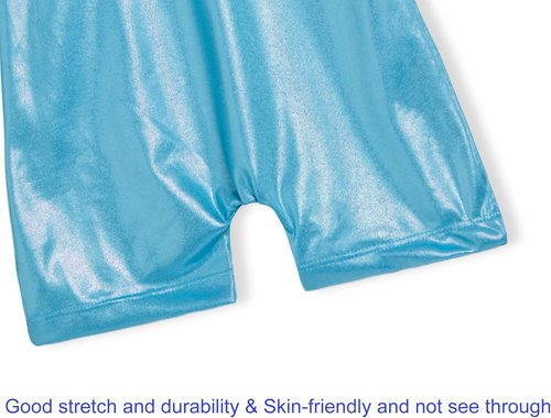 Domusgo Gymnastics Leotard for Girls - Sparkly One-Piece Pro Unitard with Shorts | Kids Size