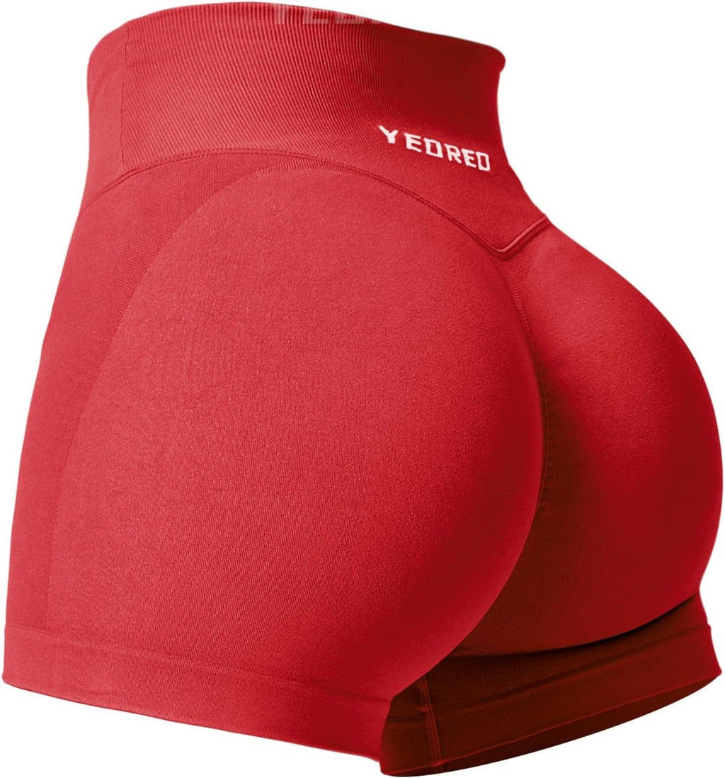 YEOREO Workout Shorts for Women - 3.5" Seamless V-Cross Waist Design | Scrunch Butt Style
