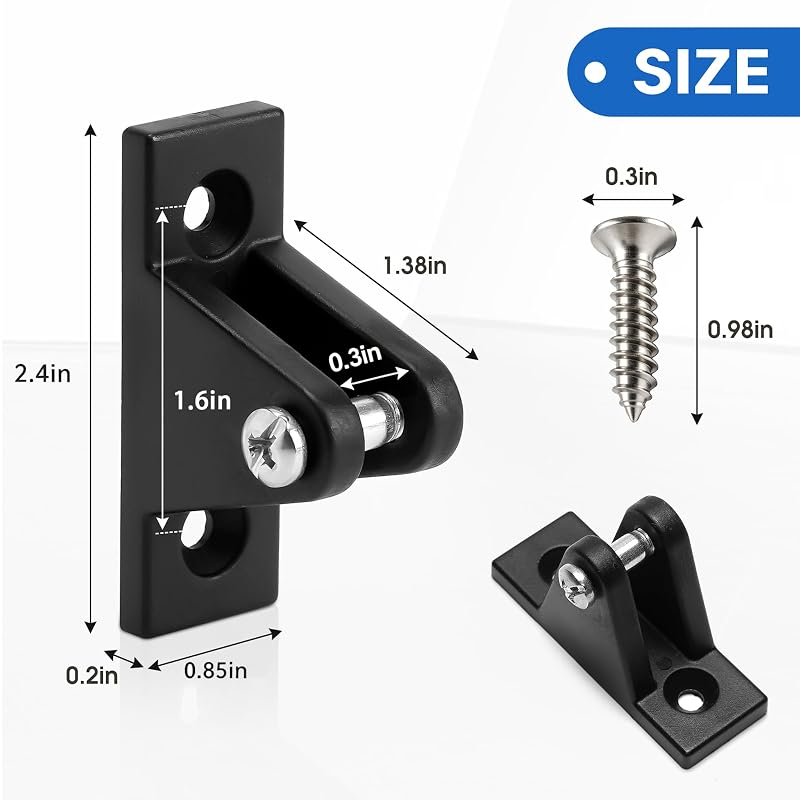 MX Boat Flat Mount Bimini Top Deck Hinge Mount Marine-Grade Nylon 4PCS - Deck Hinge-4PCS-BK