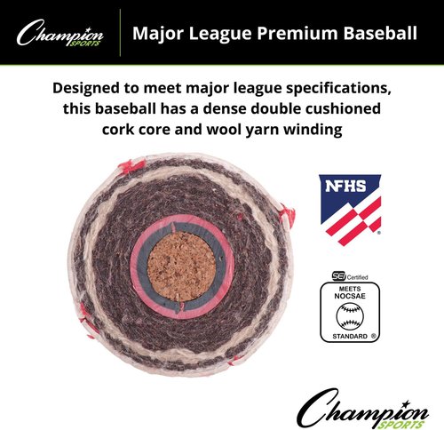 Champion Sports Leather Baseball Set - Dozen Official League Baseballs for Indoor/Outdoor Practice | OLBPRO Pack of 12