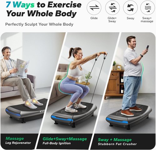 MERACH Vibration Plate - 7-in-1 4D Exercise Machine with Glide, Swing & Massage | Whole Body Workout Platform