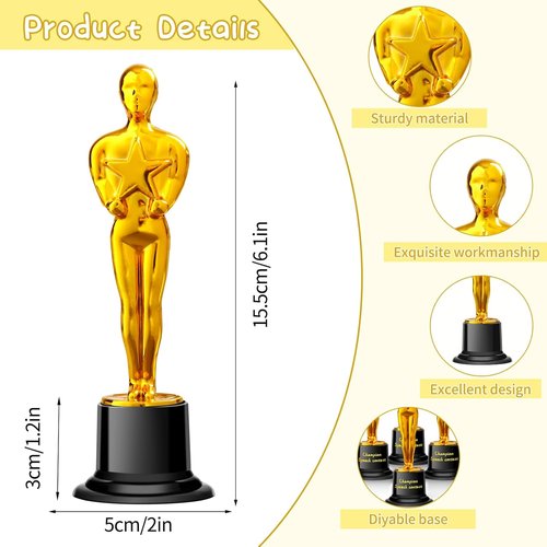 Mini Plastic Trophy Award - Hollywood Theme Party Decorations for Contests & Events | Small Size