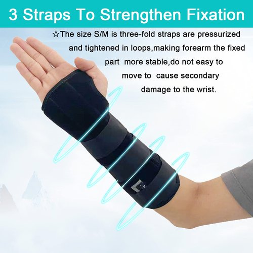 TANDCF Unisex Forearm and Wrist Support Splint Brace Double Fixation Wrist Brace for Carpal Tunnel, Adjustable Night Time Forearm Immobilizer Brace Splints,9.8 inch (25cm) length(RH/S)