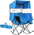 Nice C Rocking Camping Chair - XL Oversized Folding Rocker with Canopy & Cup Holder | Blue