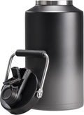 Skiennix Insulated Water Bottle - 128oz Vacuum Stainless Steel Jug with 2-in-1 Straw & Spout Lid - Leakproof, Keeps Drinks Cold for 24 Hours - Black & Grey