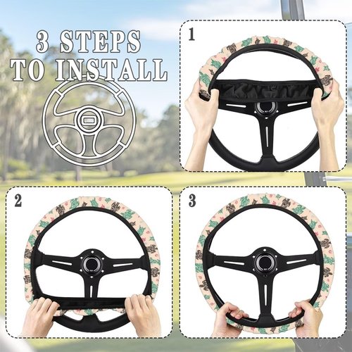 Mintulipy 13-14 Inch Golf Cart Steering Wheel Covers for Club Car,Colorful Turtle Anti-Slip Golf Cart Steering Wheel Covers,Golf Cart Accessories