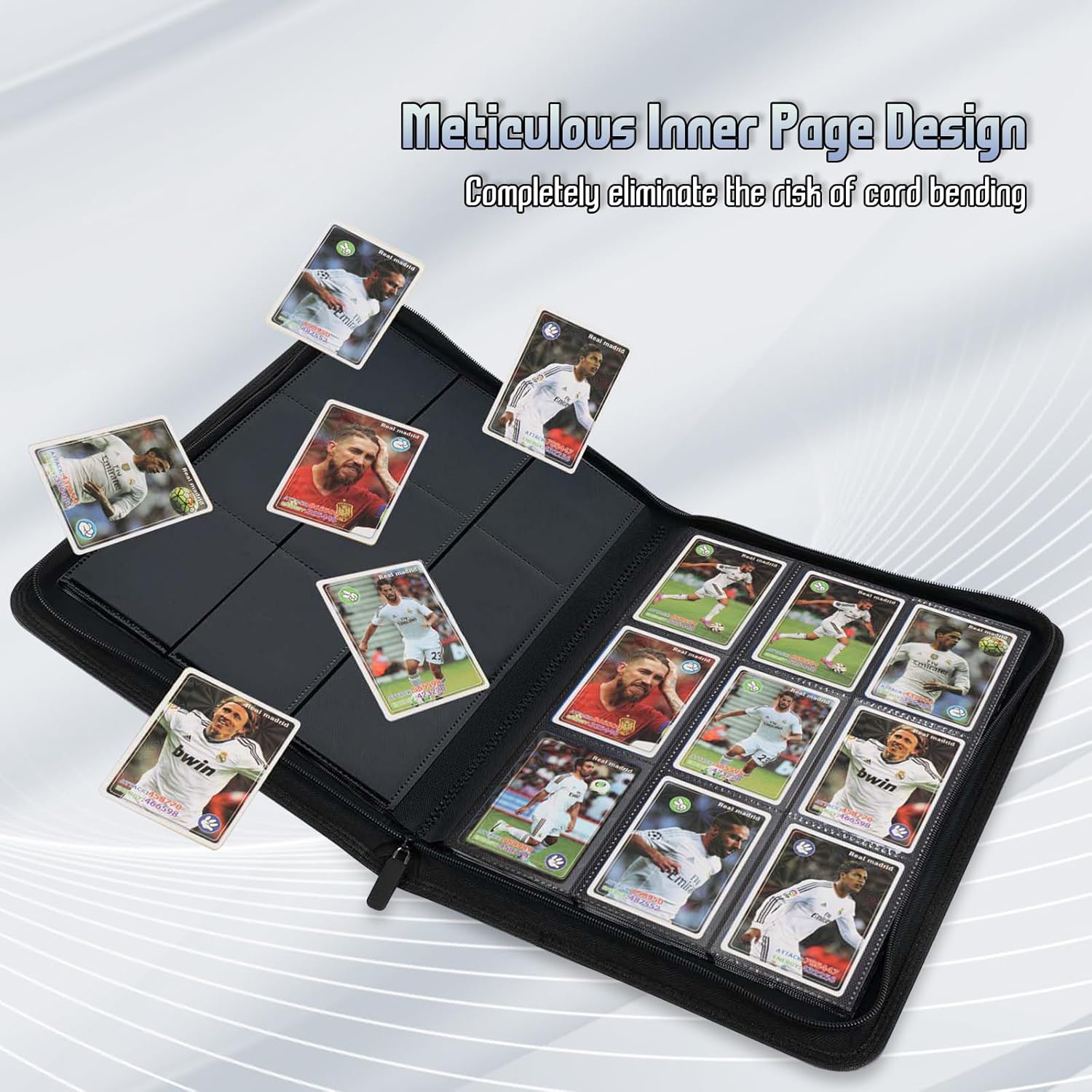 Trading Card Binder - Premium 9 Pocket PU Collection Album for MTG, TCG & Sports Cards | 540 Pocket Capacity (Gray)