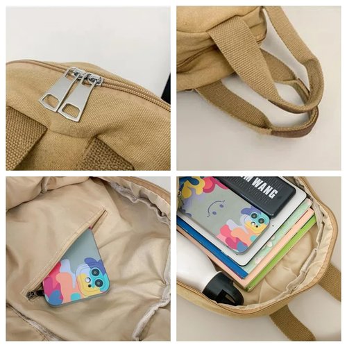 KAOBIO Grunge Hippie Boho Backpack Durable Canvas Casual Adjustable Daypack College Vintage Travel Rucksack for Women Men (Dark Green)