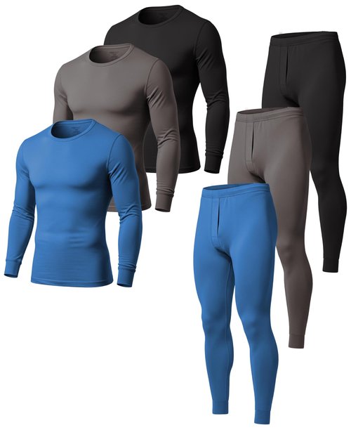 AMERICAN HEAVEN Men's Base Layer Thermal Underwear Set | 100% Cotton | Long Sleeve Top & Pant | Multi Packs