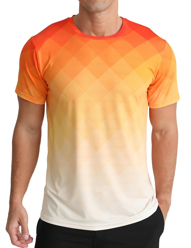 Men's Gradient Orange Quick-Dry Athletic T-Shirt - Large (APTR0 Variation: Gradient Orange)