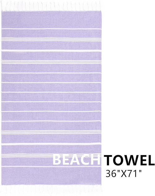 Aegero Turkish Beach Towel - Oversized 36"x71" Quick Dry Sand-Free Lightweight Travel Towel | Purple