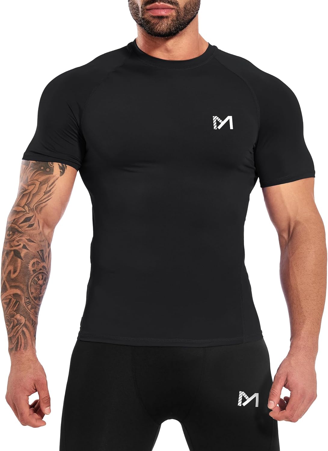 Skiennix Men's Compression Shirt - Short Sleeve Quick Dry Workout Baselayer Athletic Undershirt