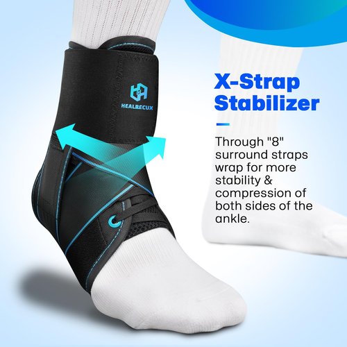 Healrecux Lace Up Ankle Brace for Women Men, Ankle Support for Sprained Ankle, Plantar Fasciitis Brace Ankles Stabilizer Wrap for Basketball, Volleyball, Sports, Injury Recovery, M
