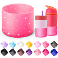Diumepo Silicone Water Bottle Boot for Owala 14/16oz, Anti-Slip Protective Sleeve Bottom Bumper Protector for Owala 12 oz Tumbler, Flip 14 oz and FreeSip 16 oz Water Bottle (Glitter Rose Red)