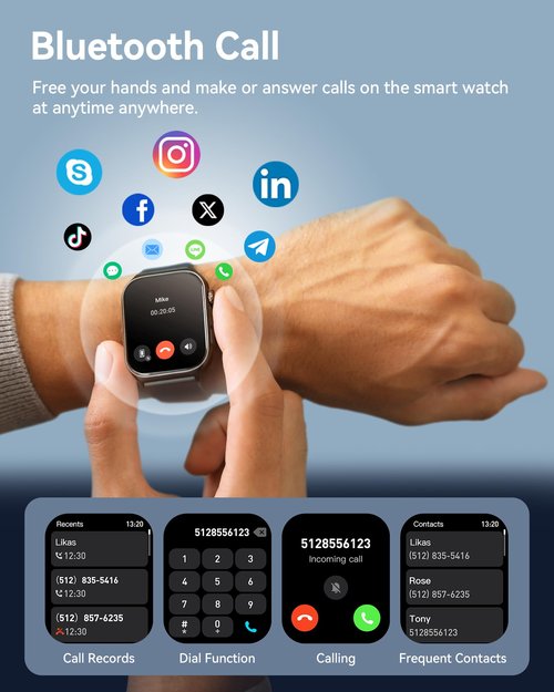 Fitness Tracker for Men Women (Make/Answer Call), 2.0" Smart Watch with 24/7 Heart Rate Blood Oxygen Sleep Monitor, Pedometer, 100+ Sport Modes IP68 Waterproof Activity Tracker for Android iOS