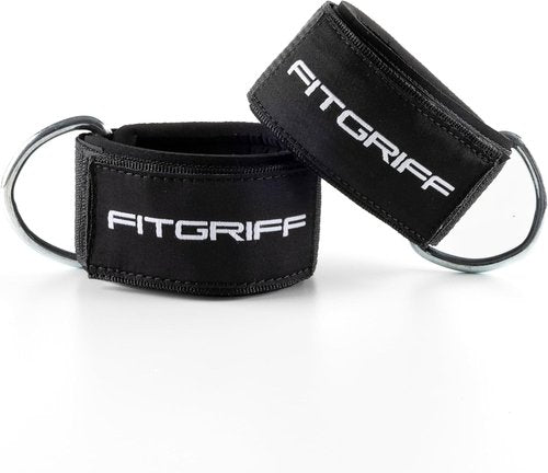 Fitgriff® Ankle Straps V2 - Leg Pulley Attachment for Cable Machine | 2-Piece Kickback Straps for Gym Workouts