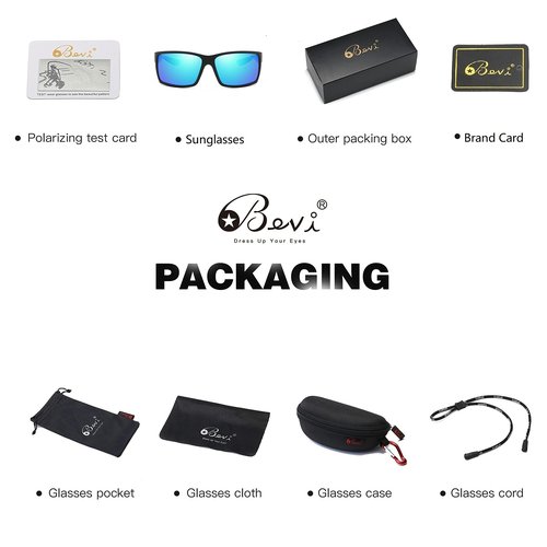 Bevi Polarized Sports Sunglasses Unbreakable TR90 Frame and UV 400 Protection for Men and Women Cycling Running Driving Golf Q2677C2