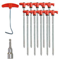 10-Pack 8" Heavy Duty Screw in Tent Stakes, Drill-in Non-Rust Ground Anchor Pegs, Metal Tent Accessories for Camping, Garden, Hiking, Orange