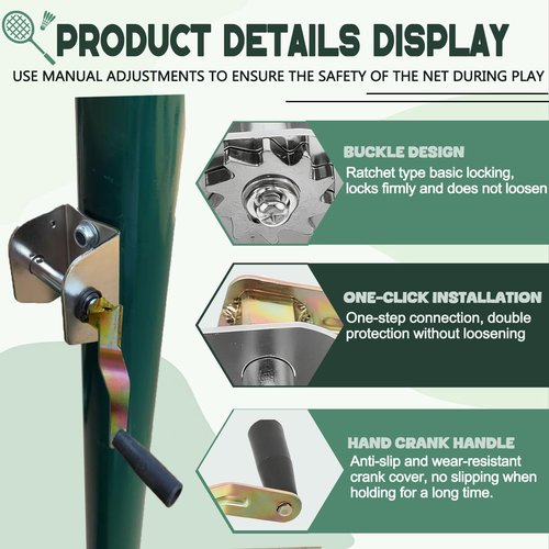 Xanadued Volleyball Net Crank, Hand Crank Tensioner for Tennis Pole Net, Badminton and Outdoor Volleyball