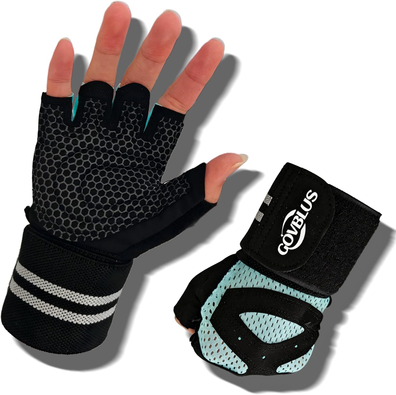 Skiennix Workout Gloves - Breathable Gym Gloves with Wrist Support for Weightlifting & Training | Unisex Fingerless Design
