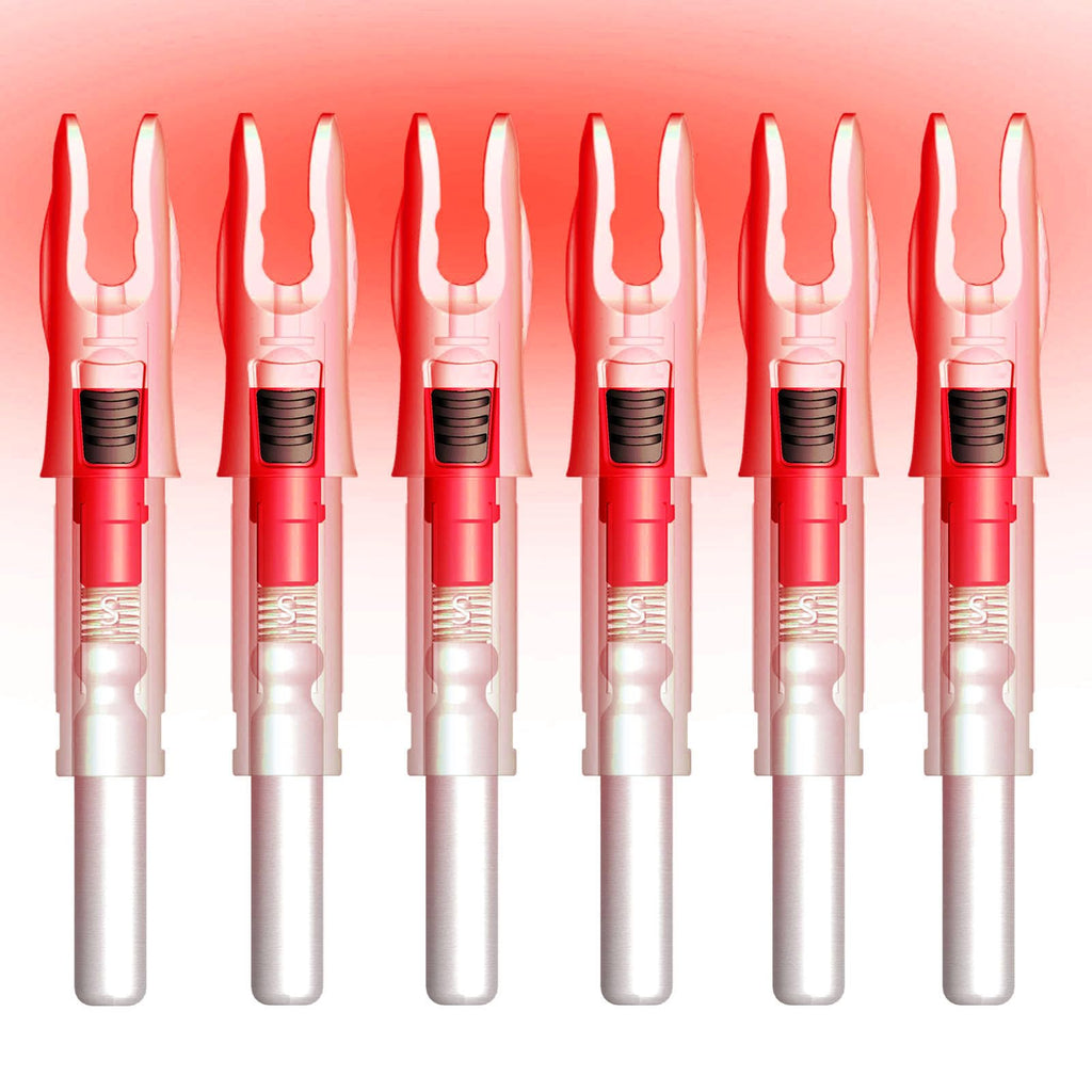 Linpeng 6PCS Lighted Nocks for Arrows with .165/ .204/ .233/ .244/ .246 Light Up Nocks with ON/Off Switch for Archery Hunting (Red, GT/.246")