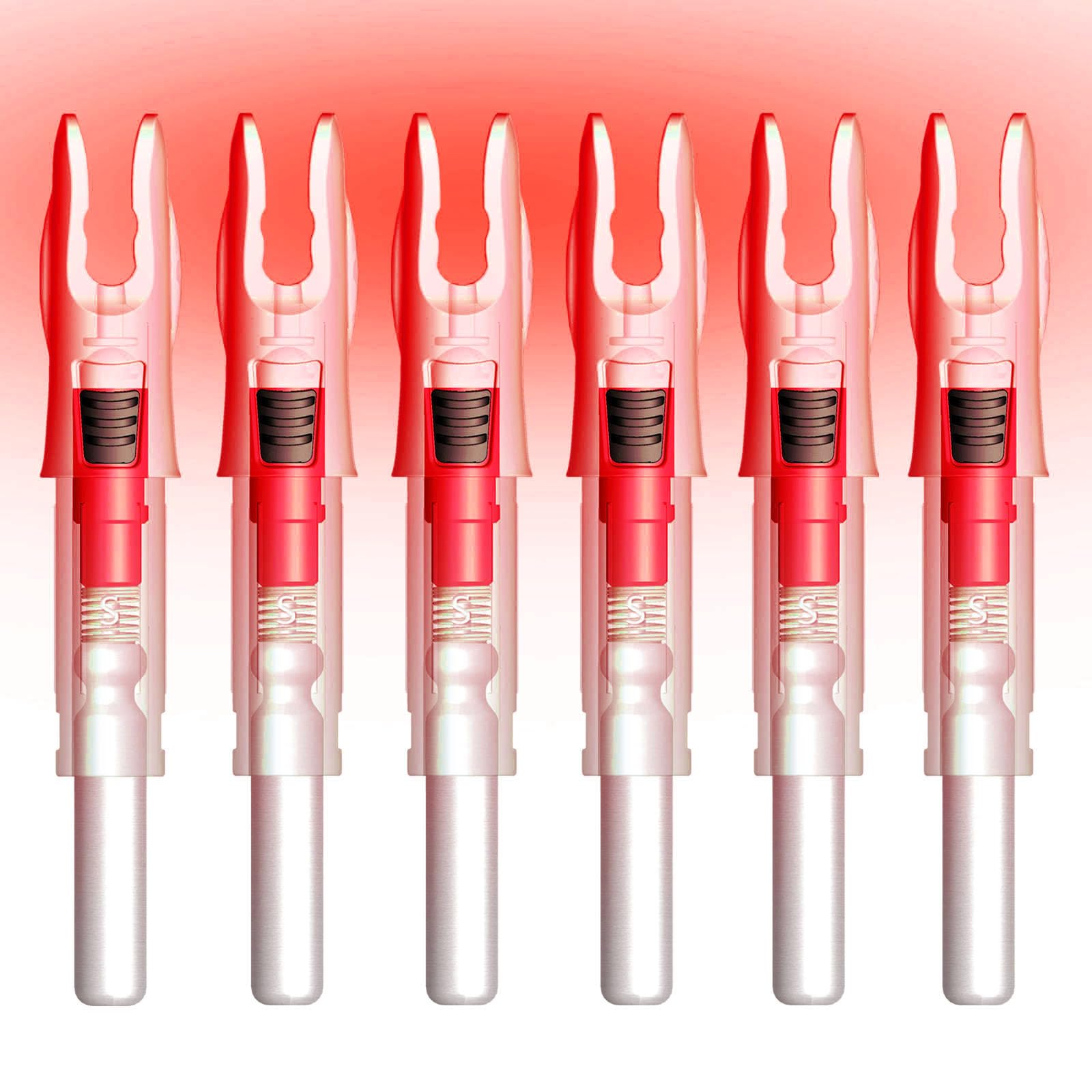 Linpeng 6PCS Lighted Nocks for Arrows with .165/ .204/ .233/ .244/ .246 Light Up Nocks with ON/Off Switch for Archery Hunting (Red, GT/.246")