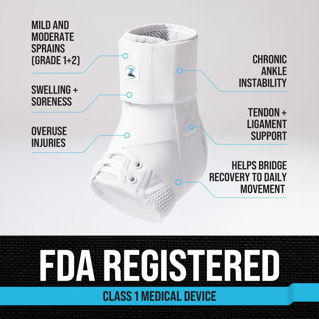 Z ATHLETICS Ankle Brace for Women & Men - Lace Up Adjustable Support with Side Stabilizers for Sprained Ankle, Achilles Tendonitis Relief | Basketball, Volleyball, Running & Sports Recovery