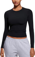 CRZ YOGA Long Sleeve Crewneck Shirts for Women - Soft Fitted Casual Tops for Fall