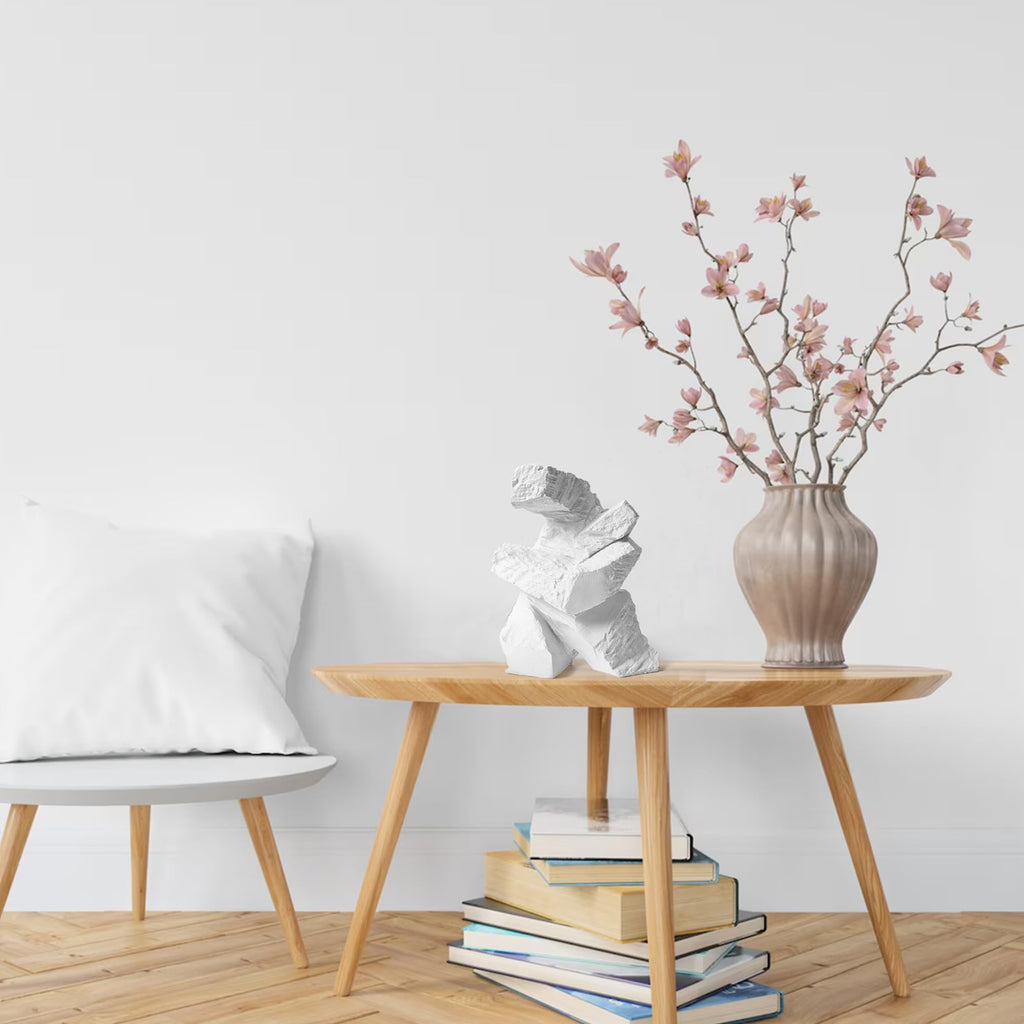 LOCZAR Statues for Home Decor, Tai Chi White Sculptures Home Decor Sumo Resin Figurine Abstract Art Unique for Living Room Office Shelf Side Table Entryway Decorations Eclectic Gamer Dancer Men Gifts