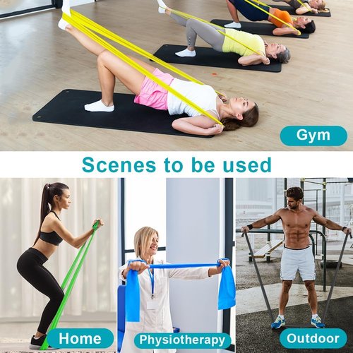 Flintronic Exercise Resistance Bands - 3 Pack with 3 Resistance Levels | 1.5M Elastic Stretch Bands for Strength Training & Yoga