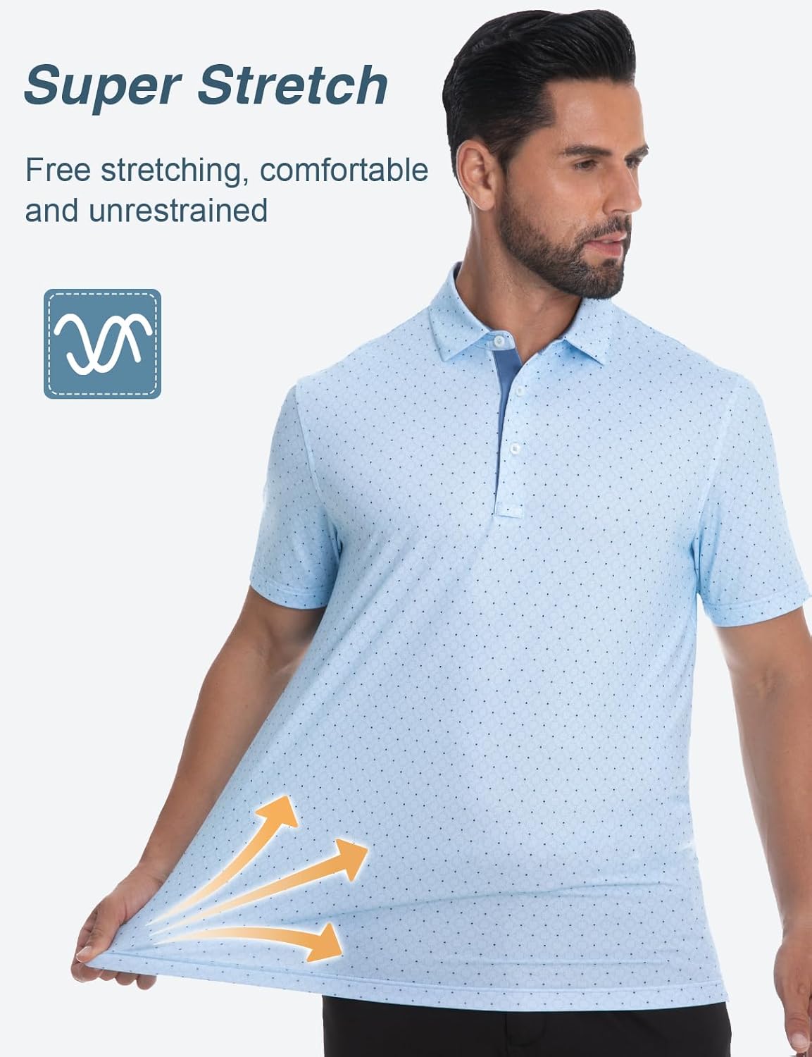 Skiennix Men's Golf Polo Shirt - Short Sleeve Dry Fit Moisture-Wicking Performance | Stylish Print Design