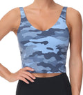 The Gym People Camo Longline Sports Bra - Wirefree, Padded, Medium Support for Yoga & Workouts