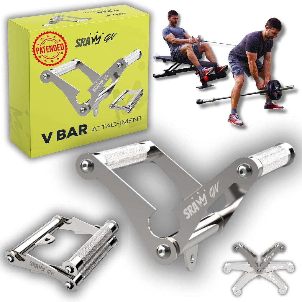 V Bar Attachment | Landmine Handle for Barbell - Durable Steel with Electroplating | USA Patented