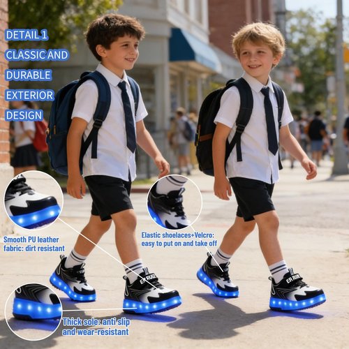 Ehauuo Unisex Roller Shoes Kids Sparkling Wheels Shoes Girls Light up Roller Skates Sneakers Boys Rechargeable Flashing Sneakers for Gift