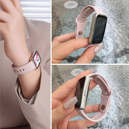 Z.DuDuZAZA Super Soft Bands Compatible for Huawei Band 8 9 10 Straps Replacement Perfectly for Huawei Band8/9/10 Wristband Change with Metal Connecting Adapters (black,starlight,pink)