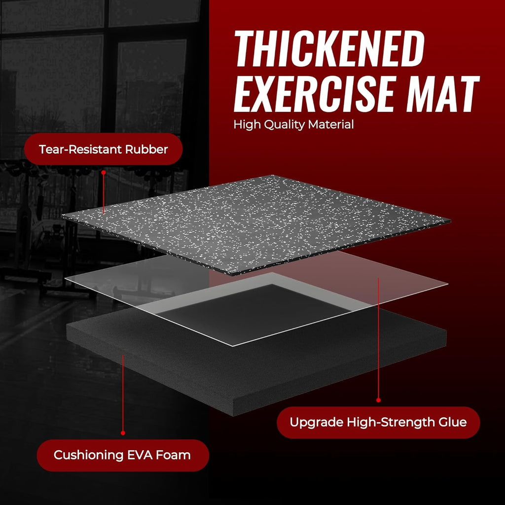 SUPERJARE Exercise Mats - 0.56'' Thick High-Density EVA Foam | 12 Pcs Interlocking Gym Flooring, Black/Grey