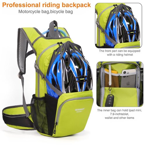Lemuvlt Small Hiking Daypack 15L,Water Repellent Lightweight & Durable - Ideal Backpack for Skiing, Skating, Snowboarding,Hiking, Running, MTB Cycling (Lime)