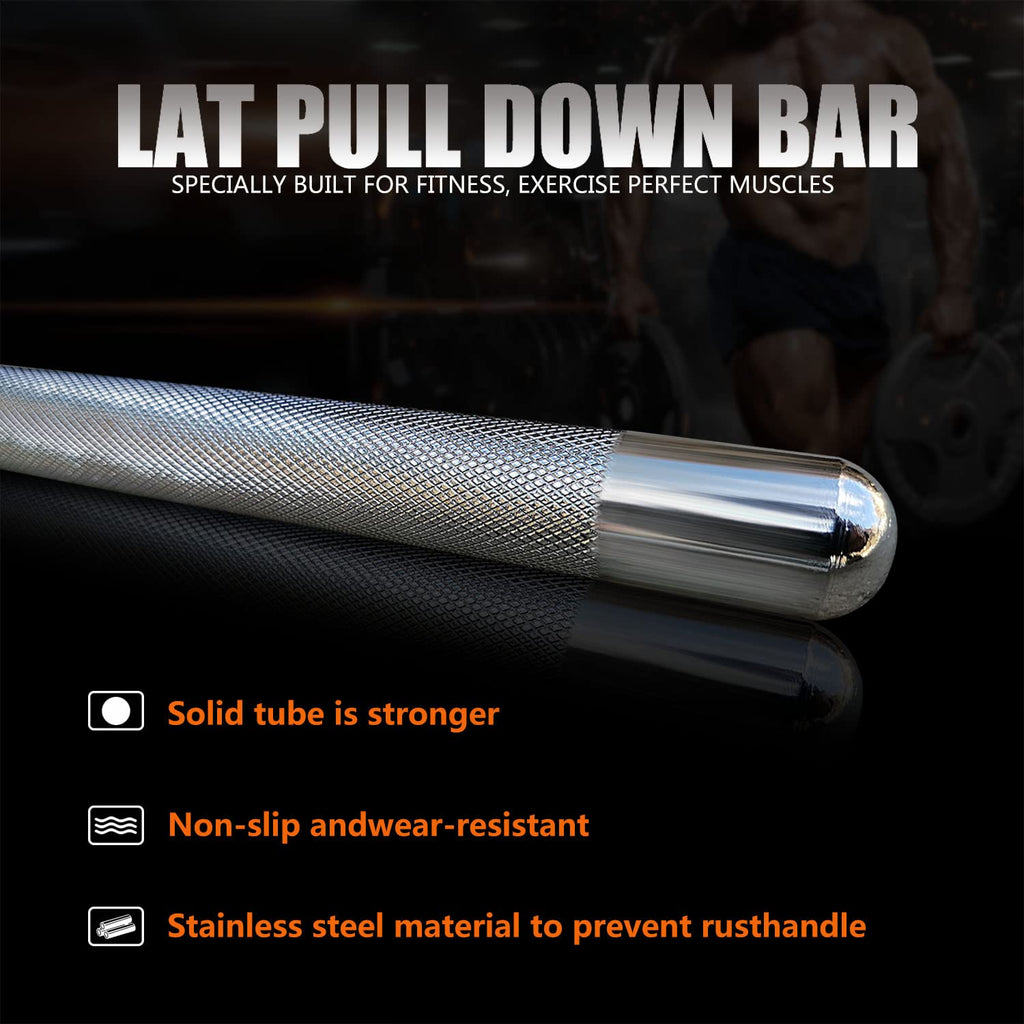 Lat Pulldown Attachments for Cable Machine, 29/39/ 48 Inch Wide Grip Lat Pull down Bar with Non-slip Handle, Lat Bar for Home Gym Tricep Training