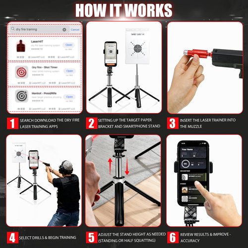JKLESA Dry Fire Laser Training System, Laser Shooting Training, Compatible with 9mm/.38SPL Caliber, for Shooting Training Practice, Free App, Includes Laser Training Cartridge & Dozens of Drills
