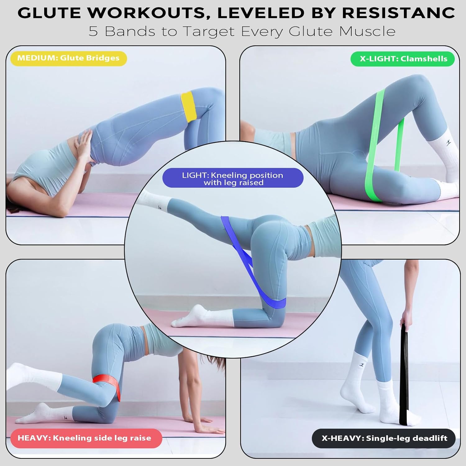 Skiennix Resistance Bands - Versatile Workout Loop Bands Set for Men & Women | 5-Piece Kit for Yoga, Pilates & Physical Therapy