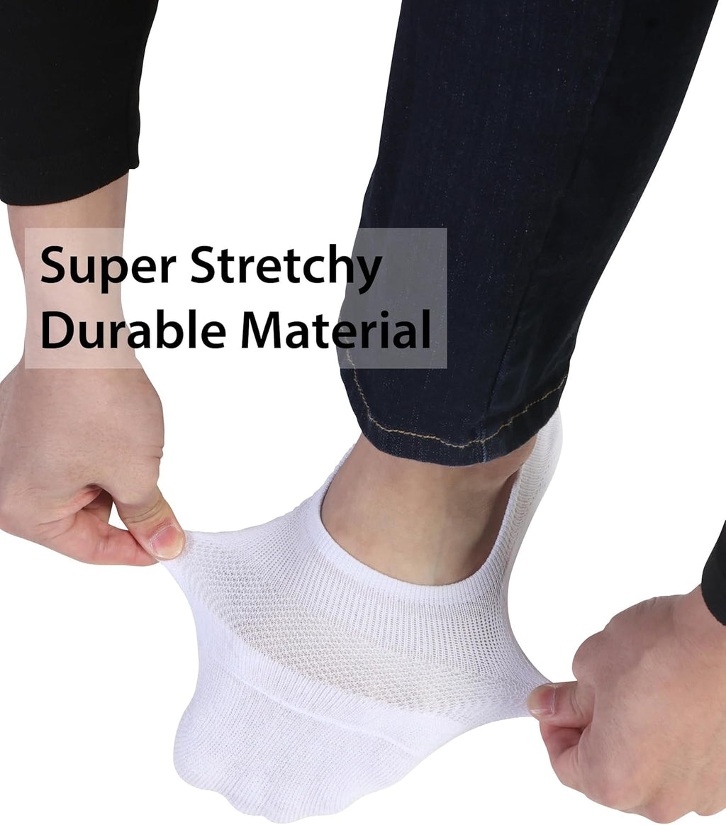 Pro Mountain No Show Socks - Wide Toe Box for Bunion Relief | Unisex Cotton Cushion Footies, Size S-XL