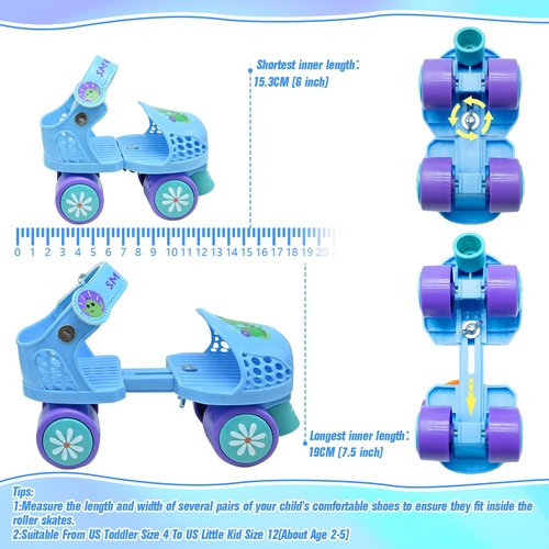 SMOOJOY Toddler Roller Skates for Kids Boys Girls Ages 2-5 Adjustable Quad Skates Outdoor Indoor for Beginner Durable Children's 4 Wheels Rollerskates