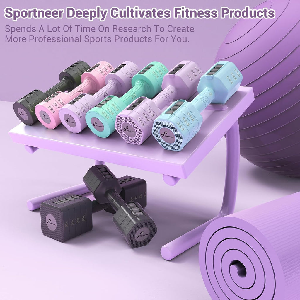 Sportneer Adjustable Dumbbells - 4-In-1 Hand Weights Set for Home Gym | 5 lb Total Weight, Fast Adjust