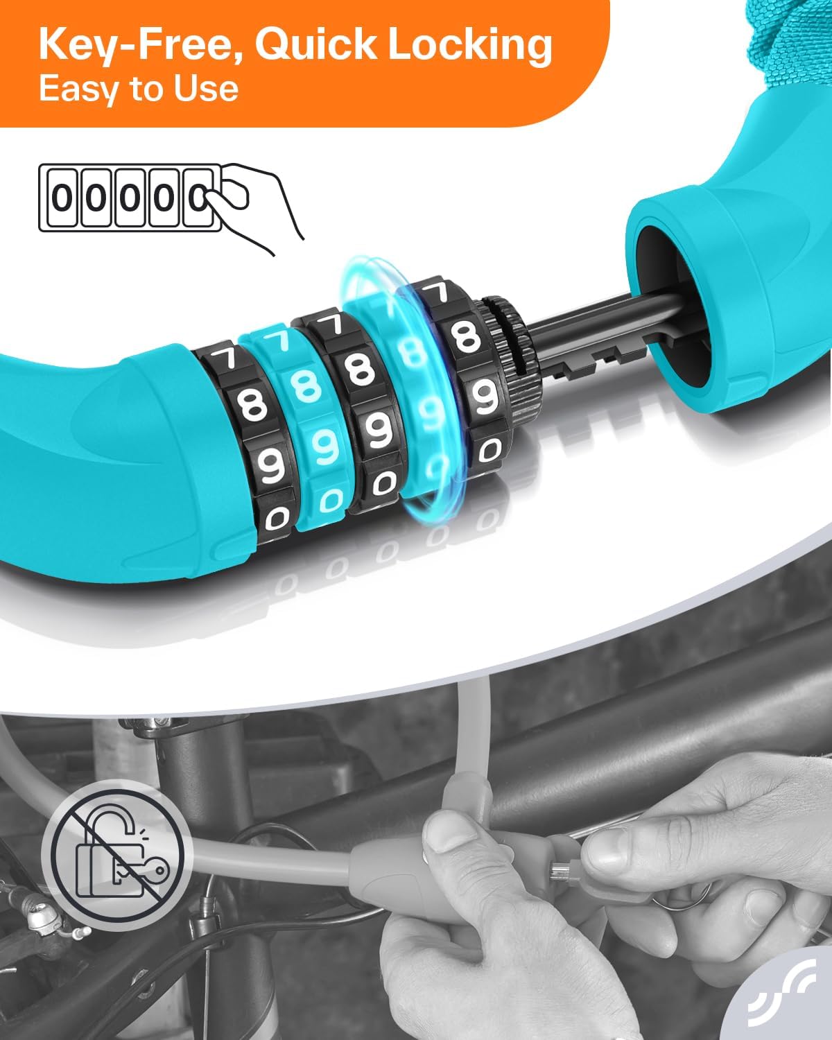 Sportneer Bike Lock - High Security 5-Digit Combination Anti-Theft Chain Lock | 3.2/3.6/4ft Heavy Duty for Bikes, Motorcycles, Scooters, and Gates - 4/6mm Thick, Keyless Design
