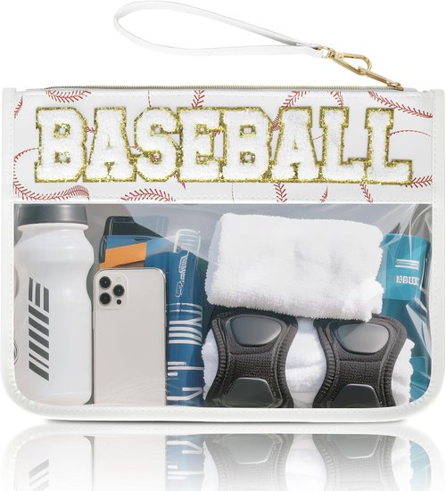 Chenille Letter Baseball Gift Bags - Clear Portable Treat Pouches for Team Gifts