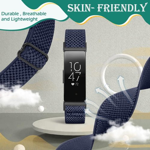 Fitbit Adjustable Elastic Nylon Sport Bands - Soft Stretchy Replacement Straps for Inspire Series | Unisex
