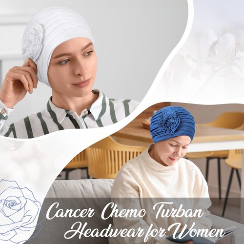 JenPen 6 Pcs Chemo Turban Headwear for Women Soft Cancer Hats Cotton Beanie Head Scarf Elastic Hats for Women's Hair(Classic Color)